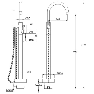 Ravine Floor Standing Bath Shower Mixer - Chrome